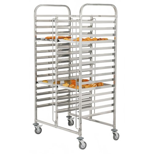 Double Rack/Tray/Pan Trolley Stainless Steel Bakery 600×400mm 15×2 Tier 900×820×1700mm| Stalwart DA-JSN242