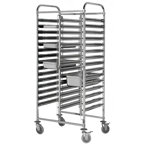 Double GN Pan Trolley Stainless Steel 1/1 GN 15×2 Tier 740×550×1700mm | Stalwart DA-JSN250