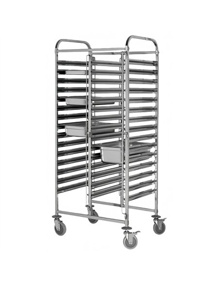 Double GN Pan Trolley Stainless Steel 1/1 GN 15×2 Tier 740×550×1700mm | Stalwart DA-JSN250
