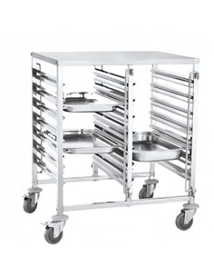 Double GN Pan Trolley Stainless Steel With Table 1/1 GN 7×2 Tier 740×550×950mm | Stalwart DA-JSN254