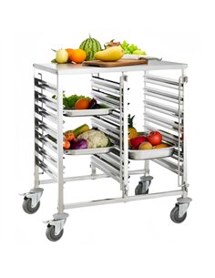 Double GN Pan Trolley Stainless Steel With Table 1/1 GN 7×2 Tier 740×550×950mm | Stalwart DA-JSN254 2