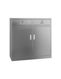 Commercial Stainless Steel Upright Cabinet with 2 Drawers and Double Doors, 900×900mm | Stalwart DA-SARTSS2DW 2
