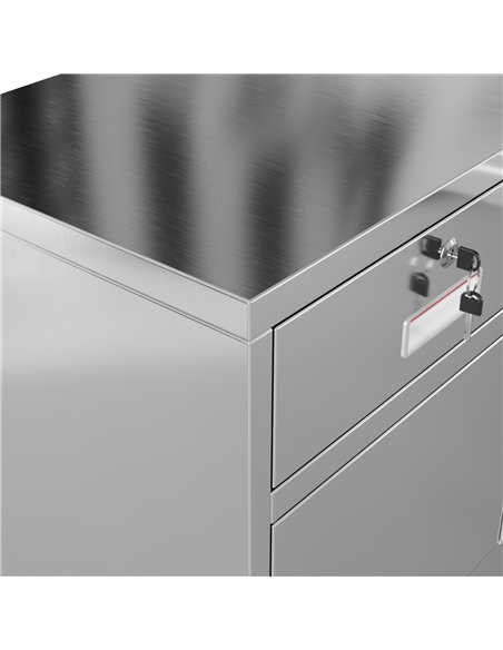 Commercial Stainless Steel Upright Cabinet with 2 Drawers and Double Doors, 900×900mm | Stalwart DA-SARTSS2DW