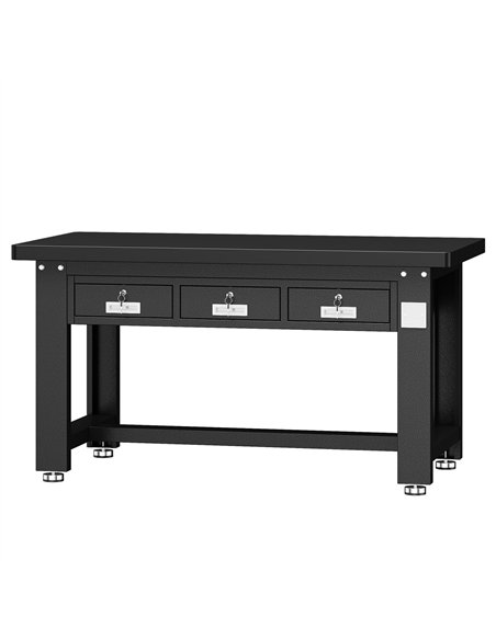 Commercial Heavy Duty Steel Work Table with 3 Drawers, 1500×750 mm – Black| Stalwart DA-SARTTB3D