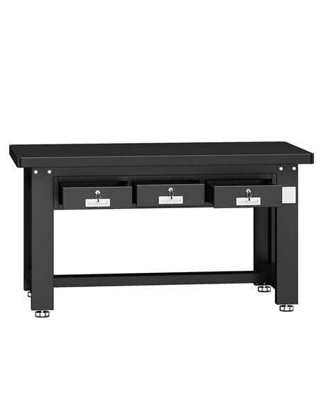 Commercial Heavy Duty Steel Work Table with 3 Drawers, 1500×750 mm – Black| Stalwart DA-SARTTB3D
