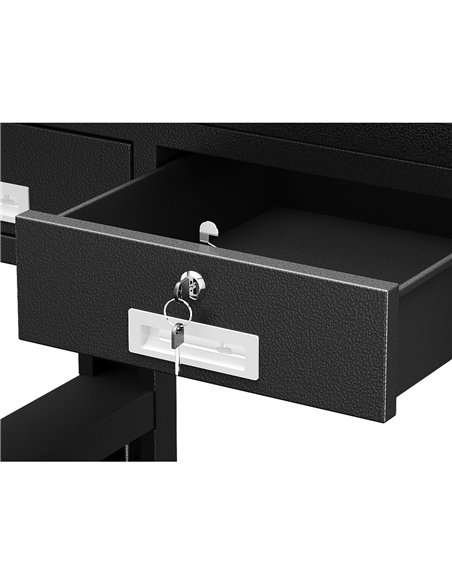 Commercial Heavy Duty Steel Work Table with 3 Drawers, 1500×750 mm – Black| Stalwart DA-SARTTB3D