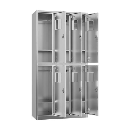 Commercial Stainless Steel 6‑Door Locker 1800×900×420 mm | Stalwart DA-SARTSS23