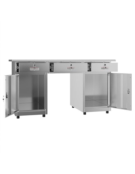 Commercial Stainless Steel Office Table 1400×700 mm | Stalwart DA-SARTTB2D3W