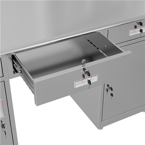 Commercial Stainless Steel Office Table 1400×700 mm | Stalwart DA-SARTTB2D3W