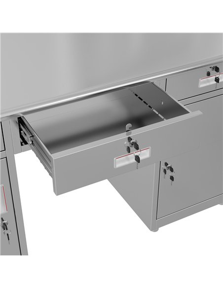 Commercial Stainless Steel Office Table 1400×700 mm | Stalwart DA-SARTTB2D3W
