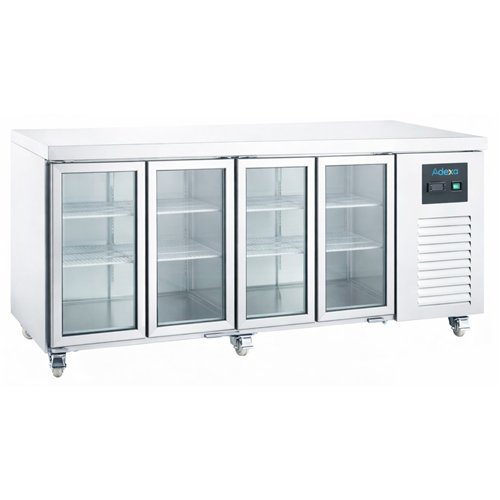 608 Ltr 4 Door Stainless Steel Refrigerated Prep Counter With Glass Doors &amp Flat Top | Stalwart DA-NORCOLD878