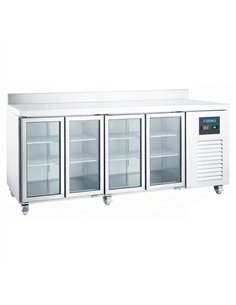 608 Ltr 4 Door Stainless Steel Refrigerated Prep Counter With Glass Doors &amp Flat Top | Stalwart DA-NORCOLD884