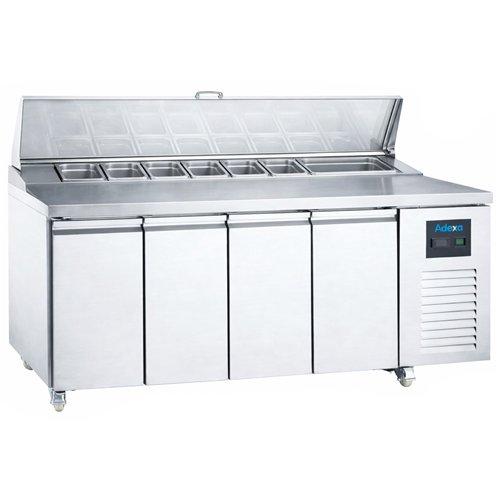 608 Ltr 4 Door Stainless Steel Refrigerated Sandwich Prep Counter With 12×1/3 GN Pans | Stalwart DA-NORCOLD890