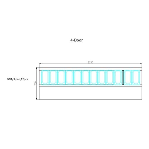 608 Ltr 4 Door Stainless Steel Refrigerated Sandwich Prep Counter With 12×1/3 GN Pans | Stalwart DA-NORCOLD890