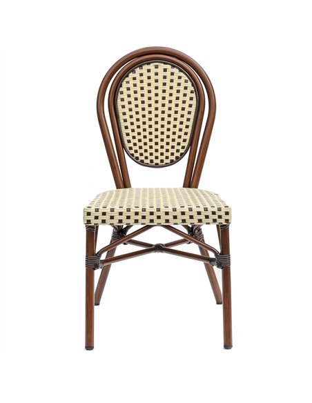 Outdoor Aluminium Bistro Chair with PE Rattan Weave | Stalwart DA-ZF2035CDBBG