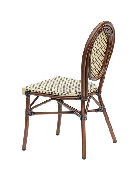 Outdoor Aluminium Bistro Chair with PE Rattan Weave | Stalwart DA-ZF2035CDBBG