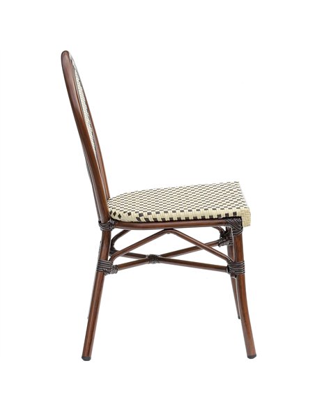 Outdoor Aluminium Bistro Chair with PE Rattan Weave | Stalwart DA-ZF2035CDBBG