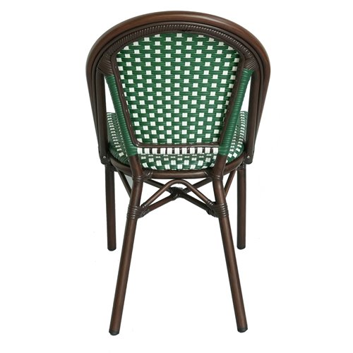 Aluminium PE Rattan Bistro Chair – Green &amp White Woven Café Style | Stalwart DA-ZF2045CDBGR