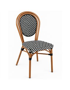 Outdoor Aluminium Bistro Chair with PE Rattan Weave Black | Stalwart DA-ZF2035CCPBK