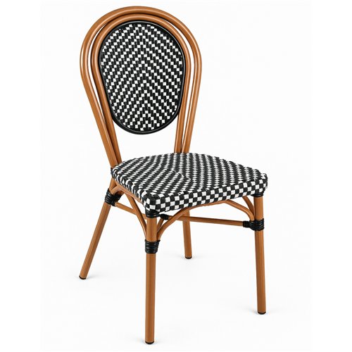 Outdoor Aluminium Bistro Chair with PE Rattan Weave Black | Stalwart DA-ZF2035CCPBK