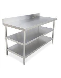 Stainless Steel Work Table with Splashback – 1600×600×850 mm| Stalwart DA-QNH1160