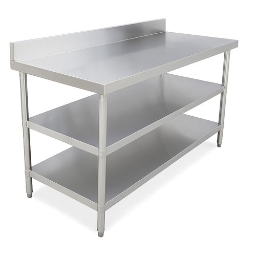 Stainless Steel Work Table with Splashback – 1800×600×850 mm| Stalwart DA-QNH1162