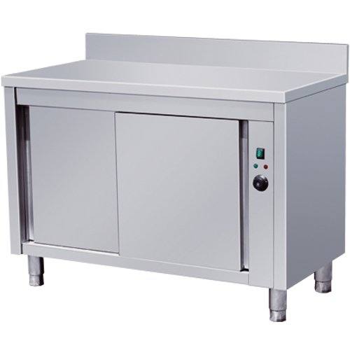 Professional Heated Worktop Cupboard with Splashback – Stainless Steel Sliding Doors – 1000×600×950mm | Stalwart DA-VTC106WB