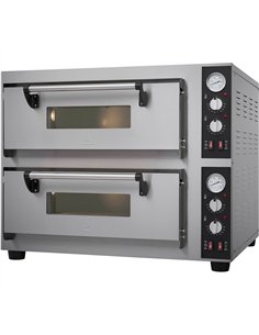 Commercial Pizza Oven Electric 2 Chambers 500×500mm 500°C Mechanical Controls 8.4kW 400V 770×700×710mm | Stalwart DA-PS552
