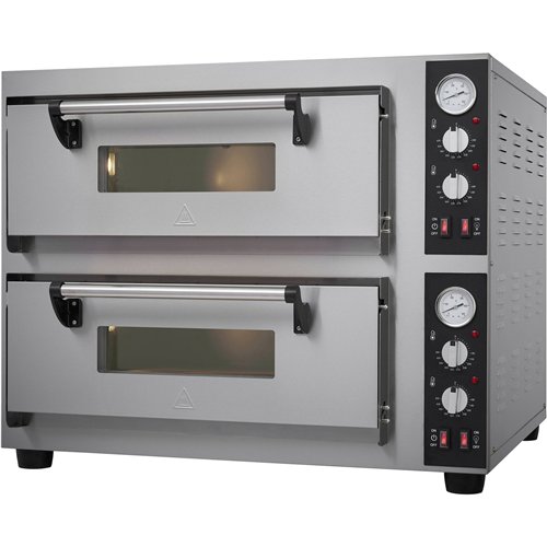 Commercial Pizza Oven Electric 2 Chambers 500×500mm 500°C Mechanical Controls 8.4kW 400V 770×700×710mm | Stalwart DA-PS552