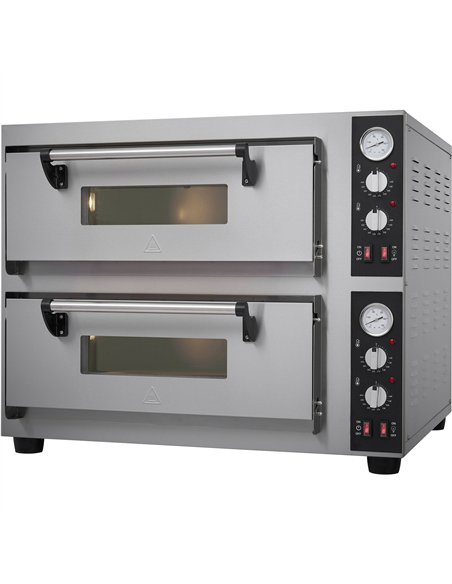 Commercial Pizza Oven Electric 2 Chambers 500×500mm 500°C Mechanical Controls 8.4kW 400V 770×700×710mm | Stalwart DA-PS552