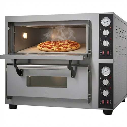 Commercial Pizza Oven Electric 2 Chambers 500×500mm 500°C Mechanical Controls 8.4kW 400V 770×700×710mm | Stalwart DA-PS552