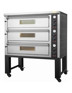 Commercial Pizza Oven with Stand Electric 3 Chambers 6+6+6 Pizzas × 33cm 500°C Mechanical Controls 19.8kW 400V | Stalwart DA-PS6 2