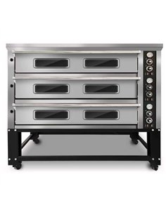 Commercial Pizza Oven with Stand Electric 3 Chambers 8+8+8 Pizzas × 33cm 500°C Mechanical Controls 25.2kW 400V | Stalwart DA-PS8