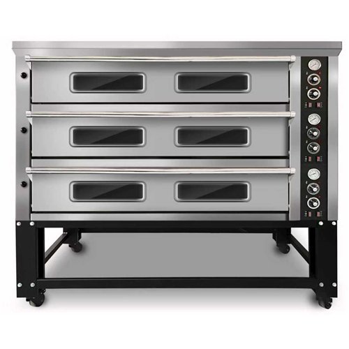 Commercial Pizza Oven with Stand Electric 3 Chambers 8+8+8 Pizzas × 33cm 500°C Mechanical Controls 25.2kW 400V | Stalwart DA-PS8