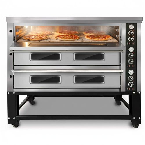 Commercial Pizza Oven with Stand Electric 3 Chambers 8+8+8 Pizzas × 33cm 500°C Mechanical Controls 25.2kW 400V | Stalwart DA-PS8