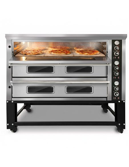 Commercial Pizza Oven with Stand Electric 3 Chambers 8+8+8 Pizzas × 33cm 500°C Mechanical Controls 25.2kW 400V | Stalwart DA-PS8