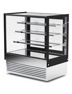 Display Showcase Merchandiser Fridge 275 Litres 3 Shelves 700×700×1300mm Black &amp Stainless Steel | Stalwart DA-HL700B3