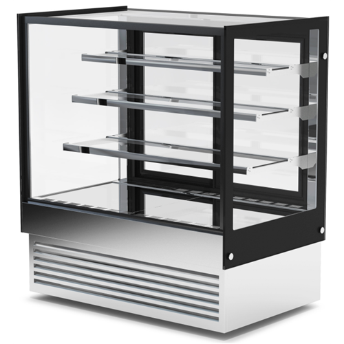 Display Showcase Merchandiser Fridge 275 Litres 3 Shelves 700×700×1300mm Black &amp Stainless Steel | Stalwart DA-HL700B3