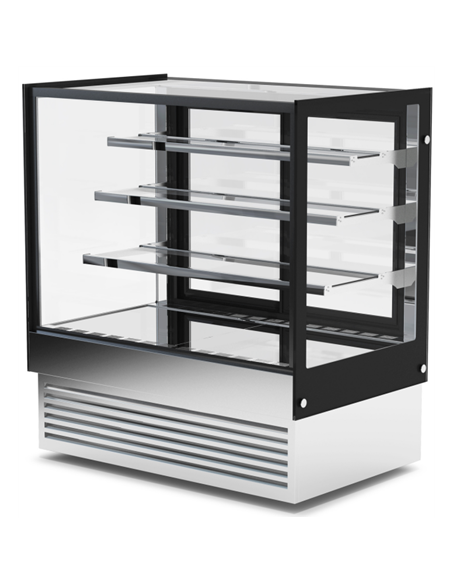 Display Showcase Merchandiser Fridge 275 Litres 3 Shelves 700×700×1300mm Black &amp Stainless Steel | Stalwart DA-HL700B3