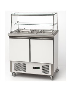 Commercial Saladette Counter with Glass Display 240L 2 doors 900x700x1285mm | Stalwart DA-THS900FVG
