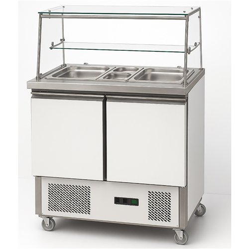 Commercial Saladette Counter with Glass Display 240L 2 doors 900x700x1285mm | Stalwart DA-THS900FVG