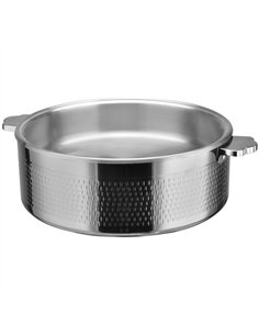 Hammered Triple-Layer Stainless Steel 4.5L Casserole Φ320×H120mm with Glass Lid – Silver Finish | Stalwart DA-E0312001 2