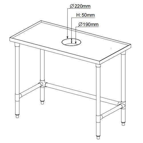 Professional Waste Disposal Table Stainless Steel 4 Side Up Marine Edge 1600x600x900mm | Stalwart DA-WHDW16060