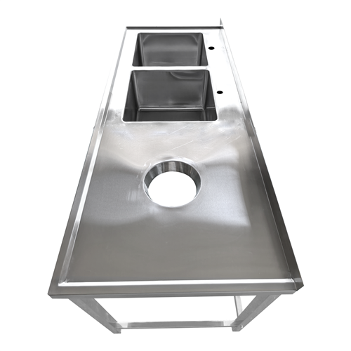 Commercial Stainless Steel Double Sink with 2 Left Bowls &amp Right Scrapping Hole + Splashback 2000x600x950mm | Stalwart DA-WHS