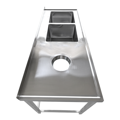 Commercial Stainless Steel Double Sink with 2 Right Bowls &amp Left Scrapping Hole + Splashback 2000x600x950mm | Stalwart DA-WHS