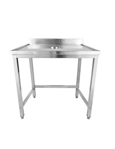 Professional Waste Disposal Table Stainless Steel 4 Side Up Marine Edge Backsplash 800x600x950mm | Stalwart DA-WHDW8060B