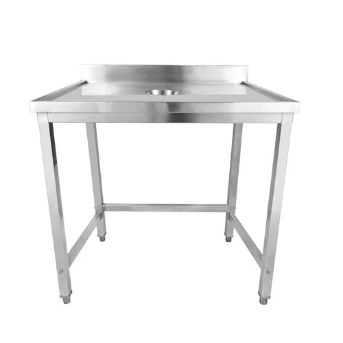 Professional Waste Disposal Table Stainless Steel 4 Side Up Marine Edge Backsplash 800x600x950mm | Stalwart DA-WHDW8060B