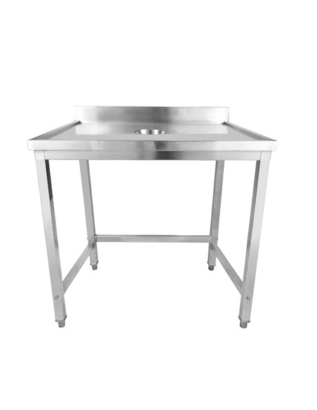 Professional Waste Disposal Table Stainless Steel 4 Side Up Marine Edge Backsplash 800x600x950mm | Stalwart DA-WHDW8060B