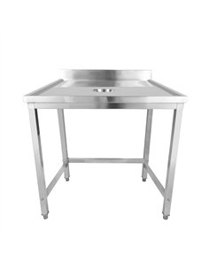 Professional Waste Disposal Table Stainless Steel 4 Side Up Marine Edge Backsplash 800x700x950mm | Stalwart DA-WHDW8070B