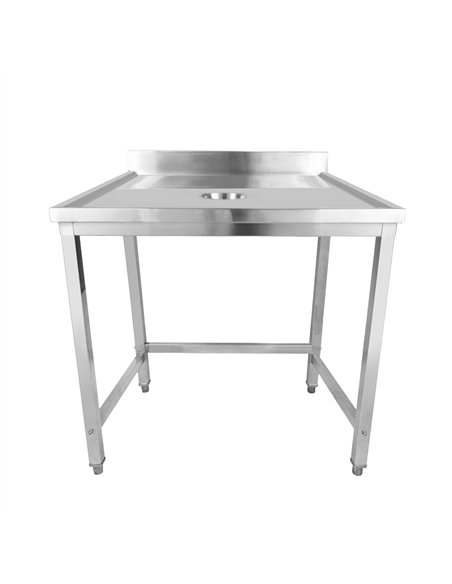 Professional Waste Disposal Table Stainless Steel 4 Side Up Marine Edge Backsplash 800x700x950mm | Stalwart DA-WHDW8070B